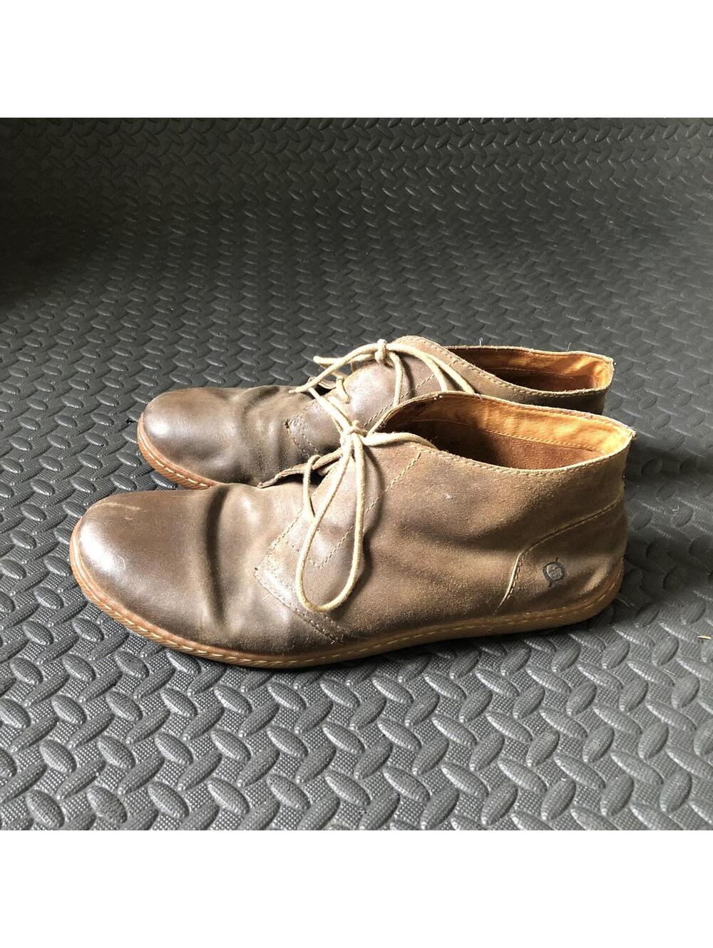 Born Brown Leather Lace-Up Ankle Boots Size 12